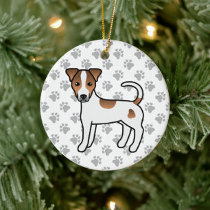Ornamento De Cerâmica Branco E Tan Casaco Parson Russell Terrier