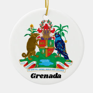 Ornamento De Cerâmica Brasão Colorido das Caraíbas da Ilha de Granada