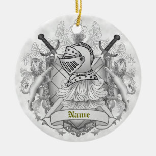 Ornamento De Cerâmica Brasão da Família Gray Knight Sobrenome
