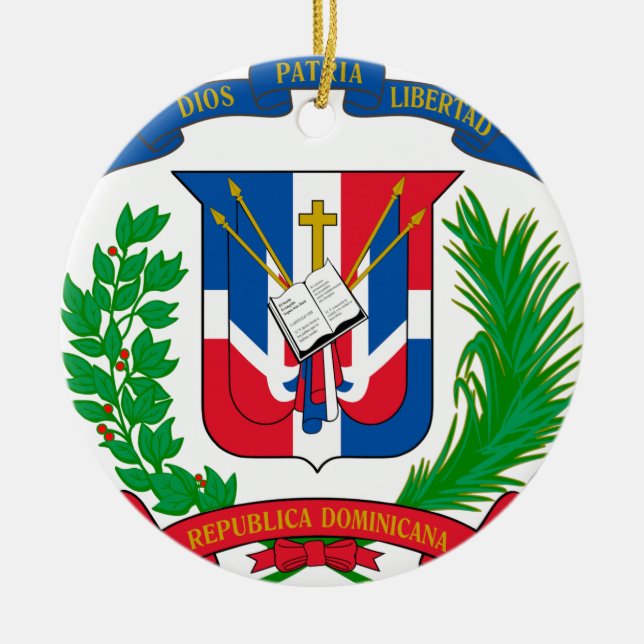 Ornamento De Cerâmica Brasão da República Dominicana (Frente)