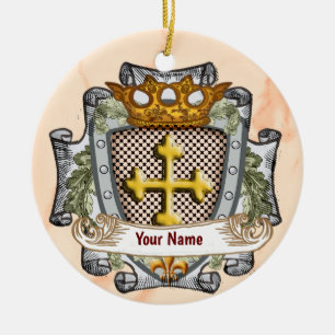 Ornamento De Cerâmica Brasão de Armas da Família Brave Sobrenome