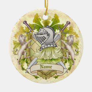 Ornamento De Cerâmica Brasão de Armas da Família Green Knight Sobrenome