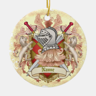 Ornamento De Cerâmica Brasão de Armas da Família Red Knight Sobrenome