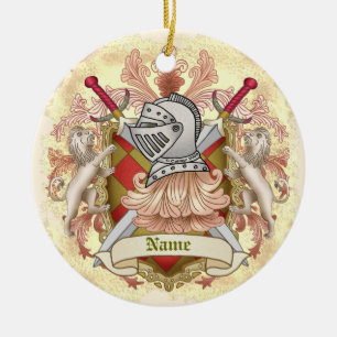 Ornamento De Cerâmica Brasão de Armas da Família Red Knight Sobrenome