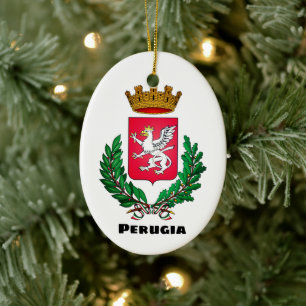 Ornamento De Cerâmica Brasão de Armas de Perugia, Itália