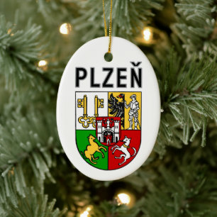 Ornamento De Cerâmica Brasão de Armas de Plzeň, República Tcheca