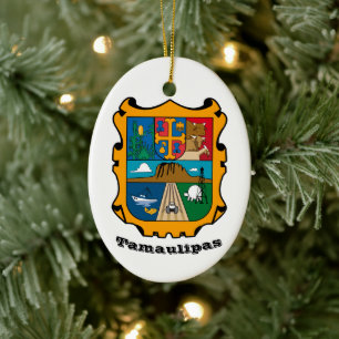 Ornamento De Cerâmica Brasão de Armas de Tamaulipas (estado), México