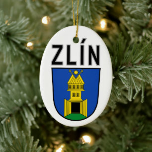 Ornamento De Cerâmica Brasão de armas de Zlín, República Tcheca