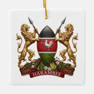 Ornamento De Cerâmica Brasão de armas do Quênia símbolo emblema bandeira