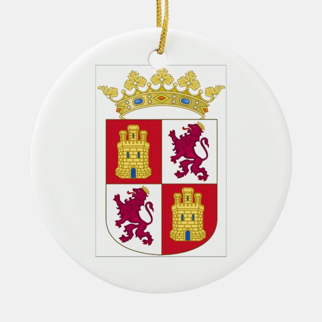Ornamento De Cerâmica Brasão de Castilla y Leon (espanha) (Frente)
