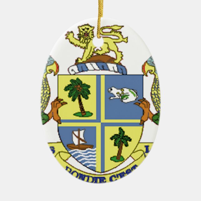 Ornamento De Cerâmica Brasão de Dominica (Frente)