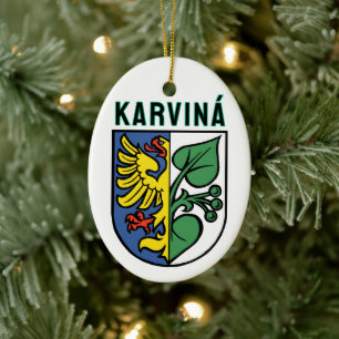 Ornamento De Cerâmica Brasão de Karviná, República Tcheca