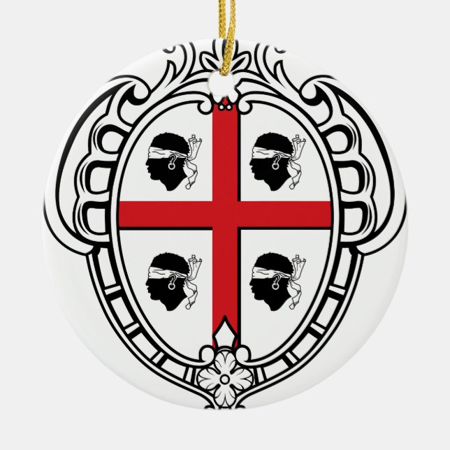 Ornamento De Cerâmica Brasão de Sardinia (Italia) (Frente)