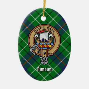 Ornamento De Cerâmica Brasão do Clã Duncan sobre Tartan