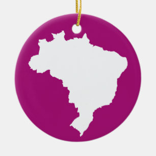 Ornamento De Cerâmica Brasil festivo roxo em Emporio Moffa