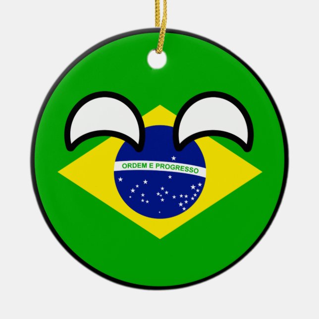 Ornamento De Cerâmica Brasil Geeky de tensão engraçado Countryball (Frente)
