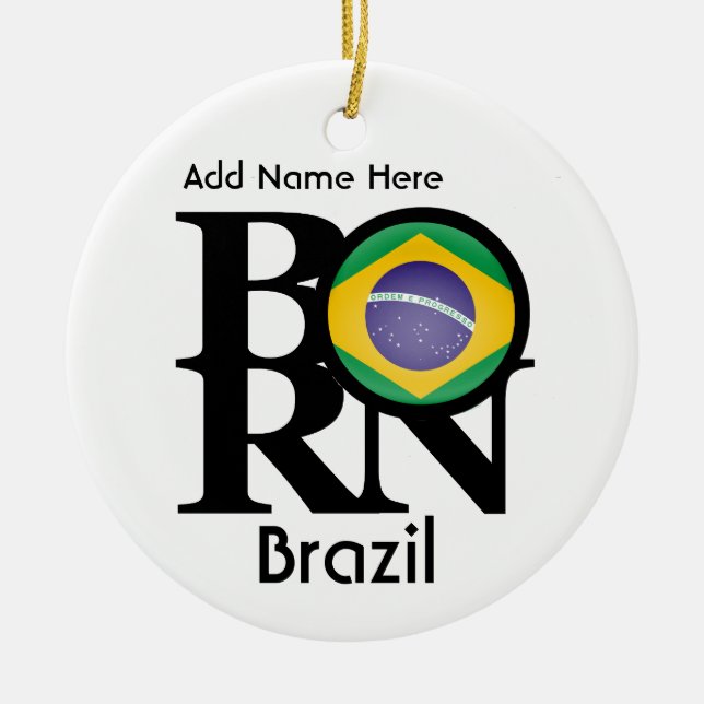 Ornamento De Cerâmica Brasil NASCIDO (Frente)