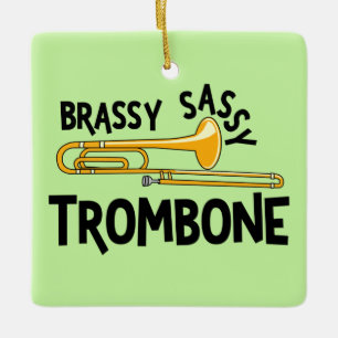 Ornamento De Cerâmica Brassy Sassy Trombone