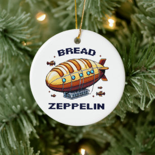 Ornamento De Cerâmica Bread Zeppelin - Arte Whimsical de 8 bits