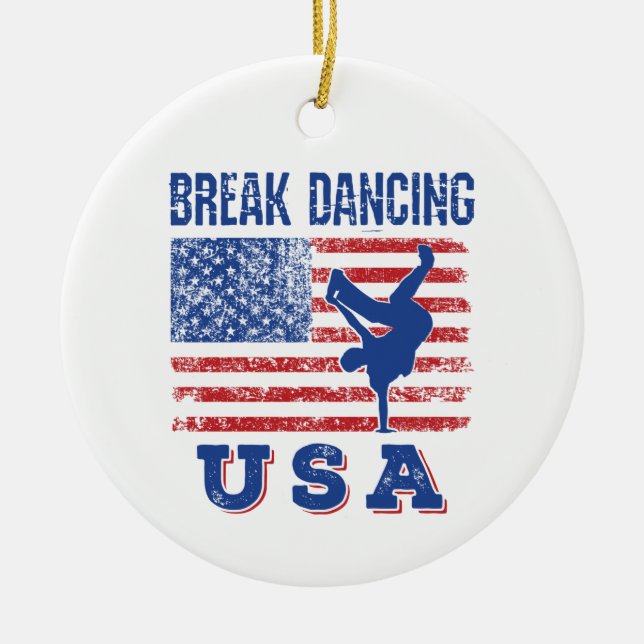 Ornamento De Cerâmica Break Dancing USA (Frente)