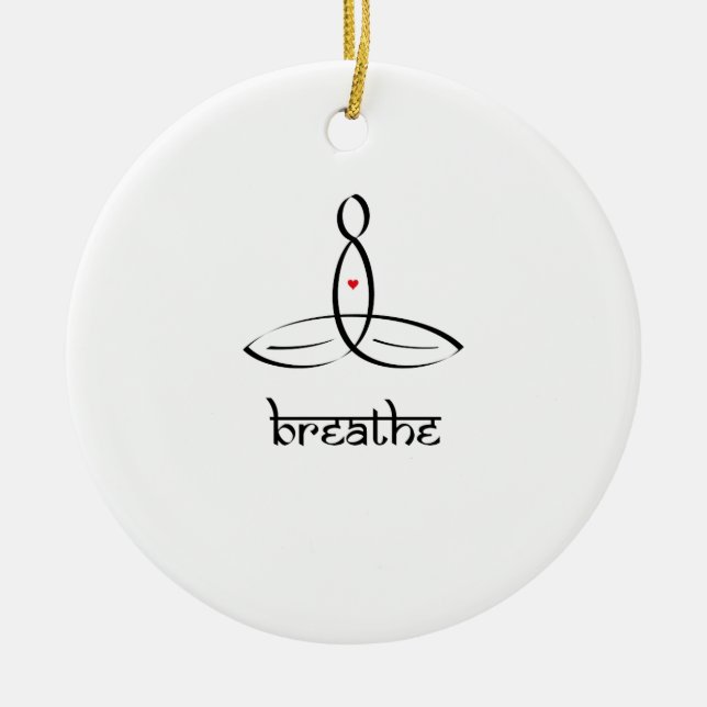 Ornamento De Cerâmica Breathe - Estilo sânscrito preto (Frente)