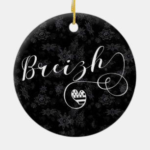 Ornamento De Cerâmica Breizh Flag in Heart, Brittany, Breton Language