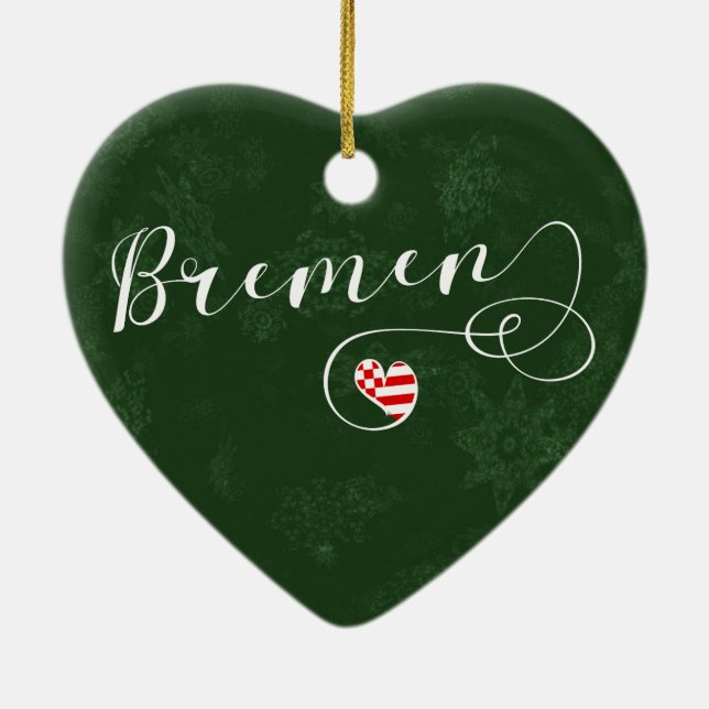Ornamento De Cerâmica Bremen Heart, Christmas Tree Ornament, Alemanha (Verso)