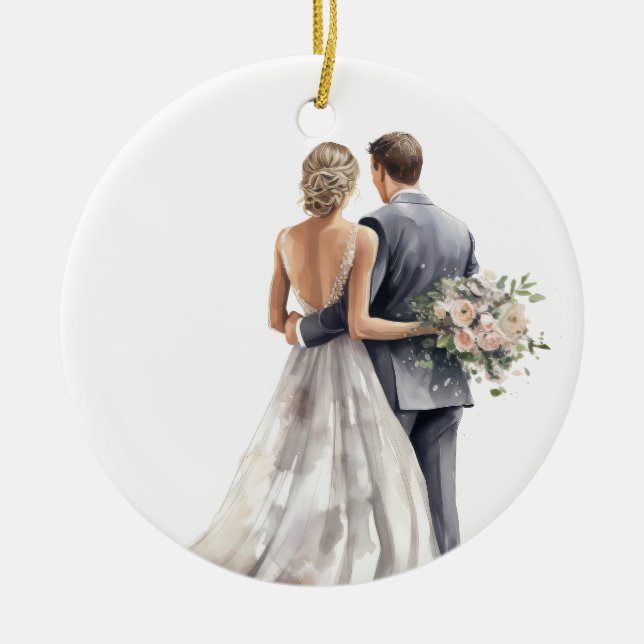 Ornamento De Cerâmica BRIDE DE ÁGUA bonito E CASAMENTO GROSSEIRO (Frente)