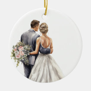 Ornamento De Cerâmica BRIDE DE ÁGUA bonito E CASAMENTO GROSSEIRO