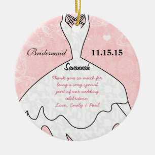 Ornamento De Cerâmica Bridesmaid de Palhaço de Casamento Escolhe Cor de 