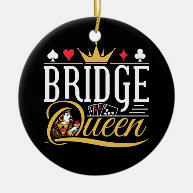 Ornamento De Cerâmica Bridge Queen Card Women (Frente)