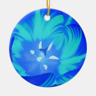 Ornamento De Cerâmica Bright Blue Tulip Custom Birday