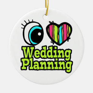 Ornamento De Cerâmica Bright Eye Heart I Love Weding Planning
