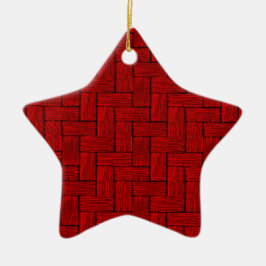 Ornamento De Cerâmica Bright Red Woodwork Star Ornament