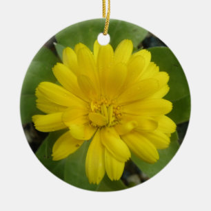 Ornamento De Cerâmica Bright Yellow Marigold Custom Birth