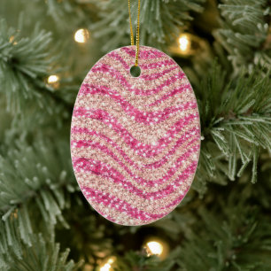 Ornamento De Cerâmica Brilho de Zebra com Rosa Menina