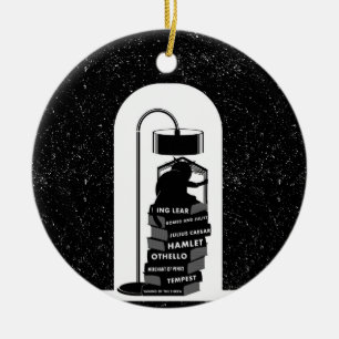 Ornamento De Cerâmica Brincadeira de Shakespeare Lendo Gato