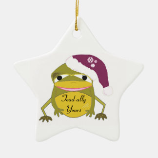 Ornamento De Cerâmica Brincadeira Engraçado num Chapéu de Papai Noel