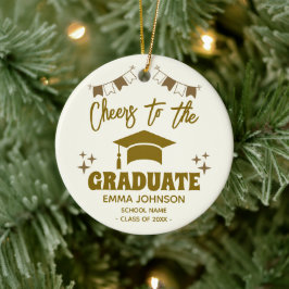 Ornamento De Cerâmica Brinde ao Graduado Nome da Foto Personalizada da F