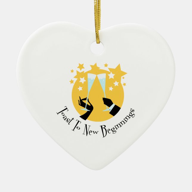 Ornamento De Cerâmica Brinde aos começos novos (Frente)