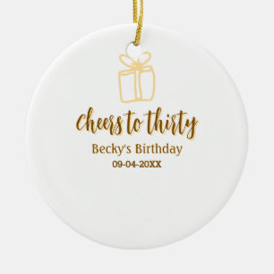 Ornamento De Cerâmica Brinde aos trinta presentes pastéis de aniversário
