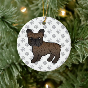 Ornamento De Cerâmica Brindle French Bulldog Cute Cartoon Dog