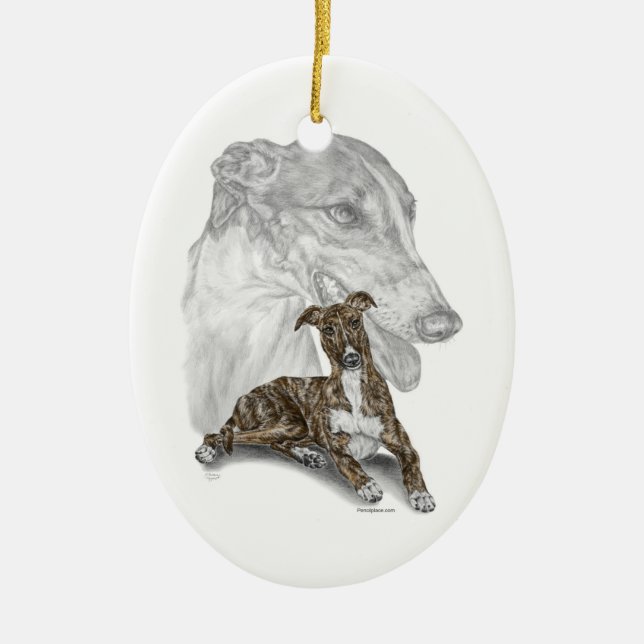 Ornamento De Cerâmica Brindle Greyhound Dog Art (Frente)