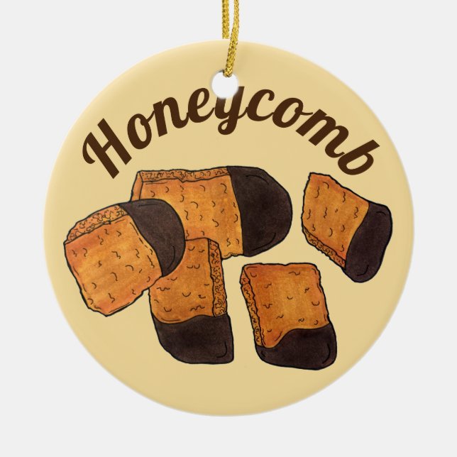 Ornamento De Cerâmica British Honeycomb Sponge Toffee Candy UK Sweets (Frente)