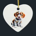 Ornamento De Cerâmica Brittany Puppy personalizada<br><div class="desc">Celebre o amor e o cachorrinho no Natal com um adorável ornamento de cachorro, com um filhote de caça na sua raça favorita. Segure-o num buquê, mostre-o numa janela, ou entregue-o a alguém que adora o seu melhor amigo de quatro pernas. Personalize o dorso, como quiser. Além disso, qualquer produto...</div>