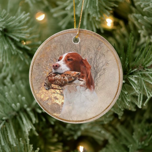 Ornamento De Cerâmica Brittany spaniel (Árvore)