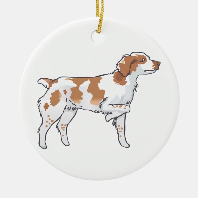 Ornamento De Cerâmica Brittany Spaniel (Frente)