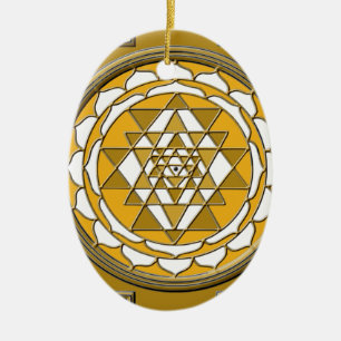 Ornamento De Cerâmica Bronze de Sri Yantra