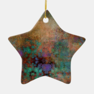 Ornamento De Cerâmica Bronze, Teal, Abstrato púrpura