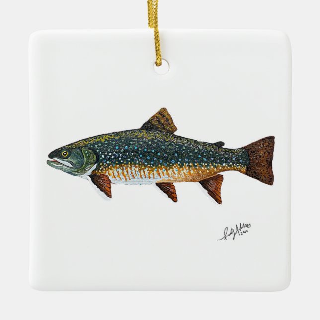 Ornamento De Cerâmica Brook Trout (Frente)